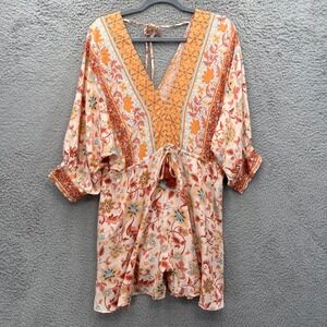 Nomad boho Romper Floral Print V Neck Drawstring Waist‎ Flowy Summer hippie Chic